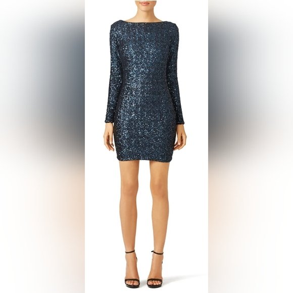 Slate & Willow Alessia Sheath Sequin Dress Blue Size Medium - Picture 1 of 13